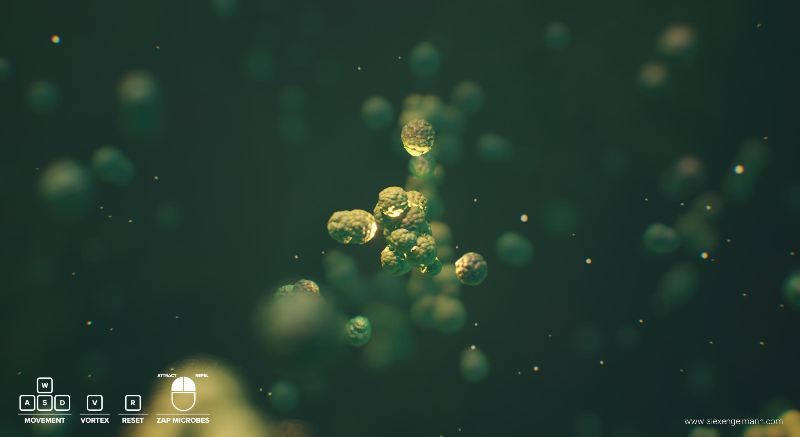 A render of virtual microbes