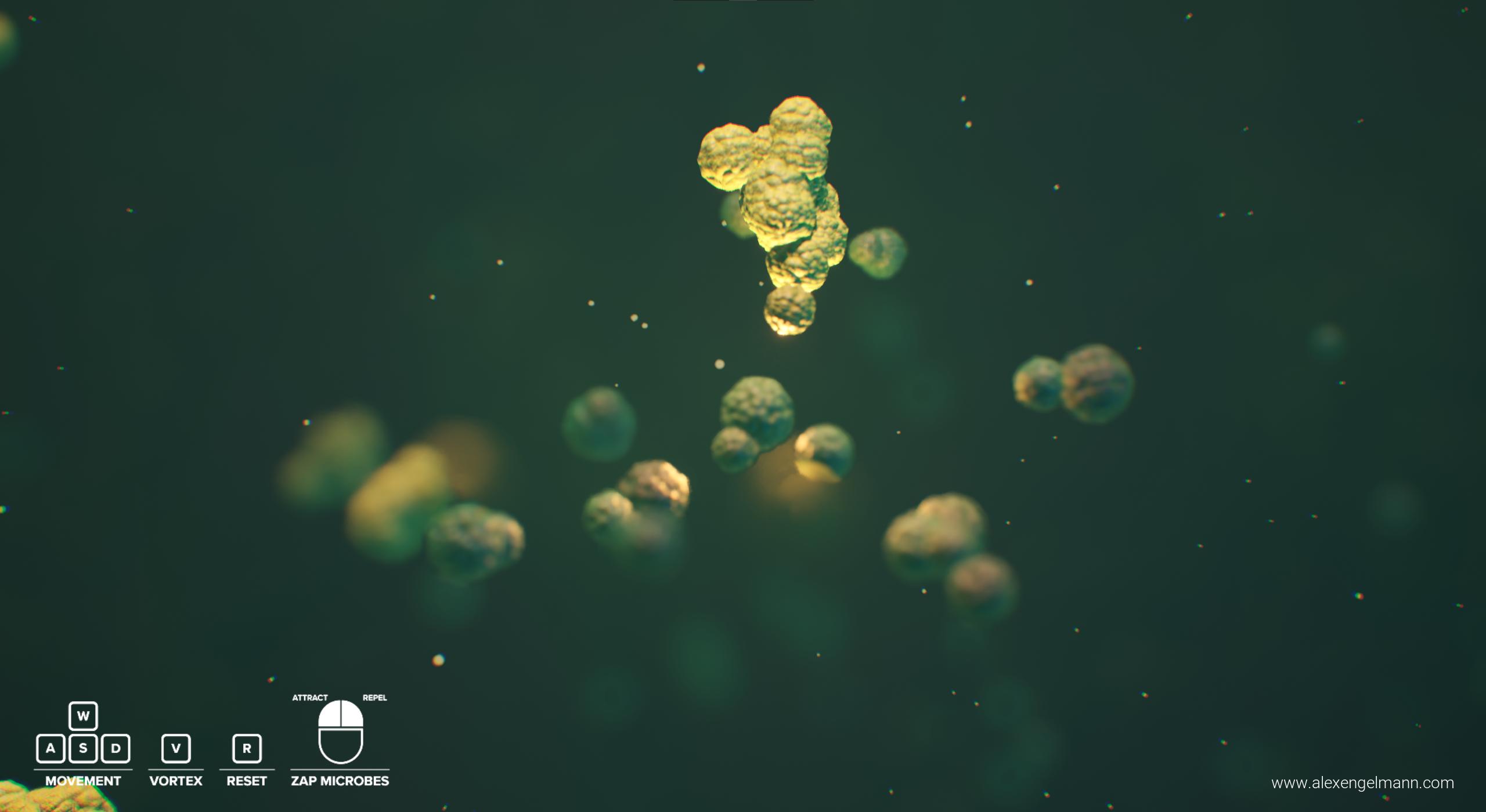 A render of virtual microbes