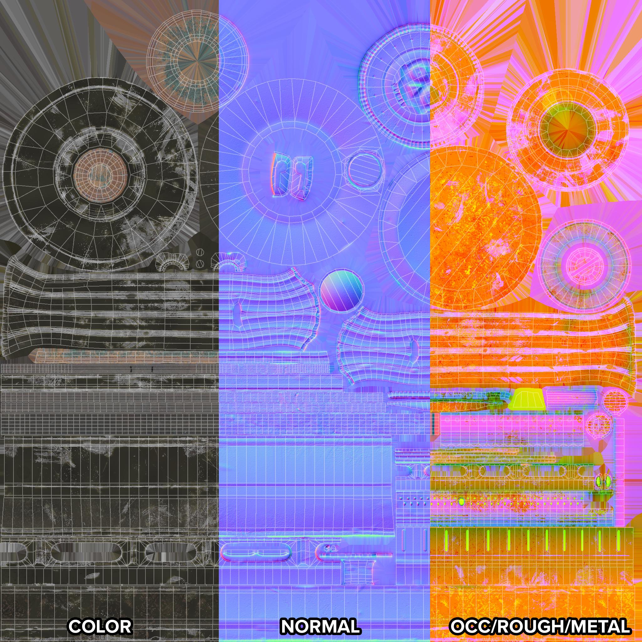 Texture breakdown of oil lamp model